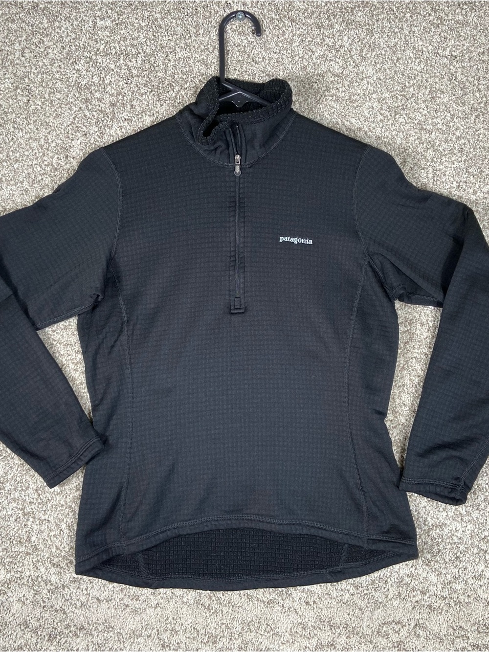 Patagonia Black Lightweight Grid Fleece Half-Zip Shirt Jacket